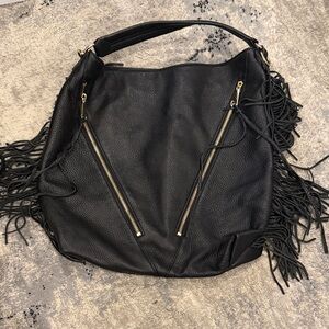 Rebecca Minkoff Black Leather Hobo with Fringe